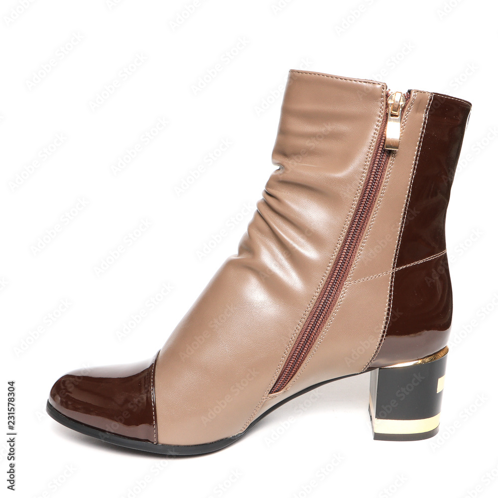 Women's demi-season shoes leather isolated on white background Women's demi-season shoes leather isolated on white background