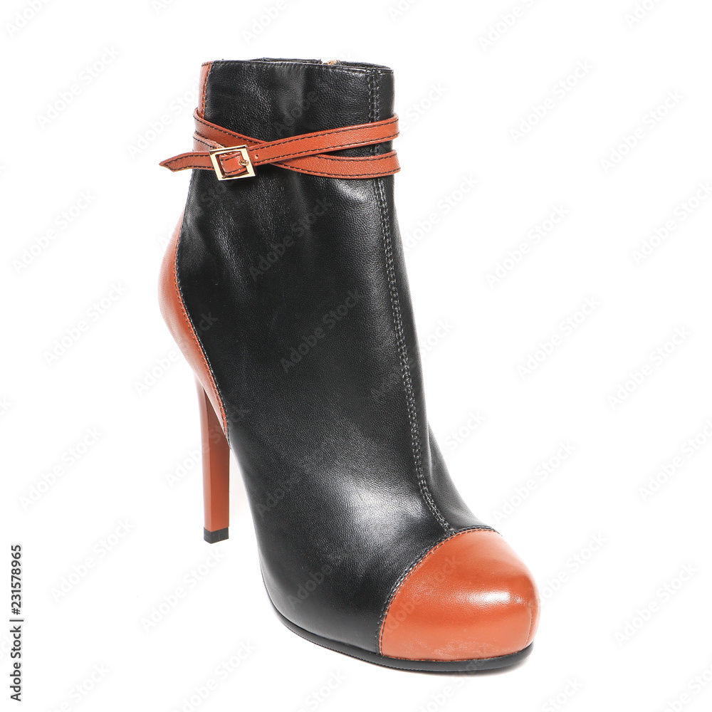 Women's demi-season shoes leather isolated on white background Women's demi-season shoes leather isolated on white background