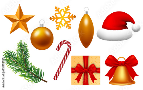 Happy xmas icon set. Realistic set of happy xmas vector icons for web design isolated on white background