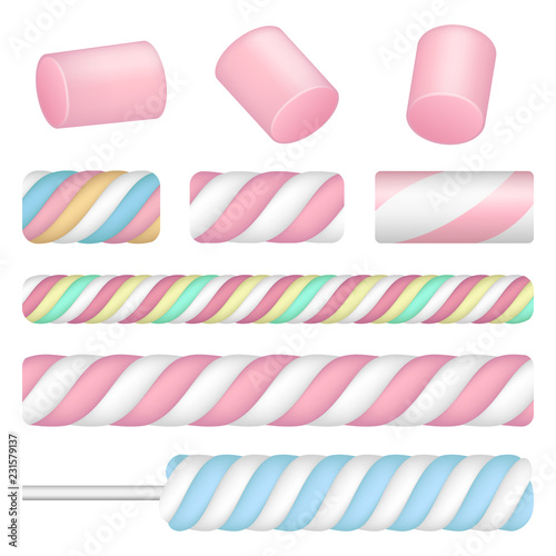 Marshmallow icon set. Realistic set of marshmallow vector icons for web design isolated on white background photo