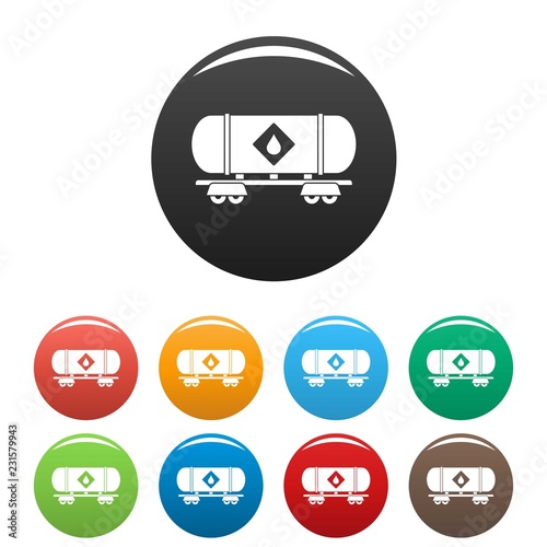 Petrol wagon icons set 9 color vector isolated on white for any design