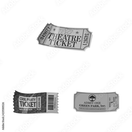 Vector design of ticket and admission symbol. Collection of ticket and event stock vector illustration.