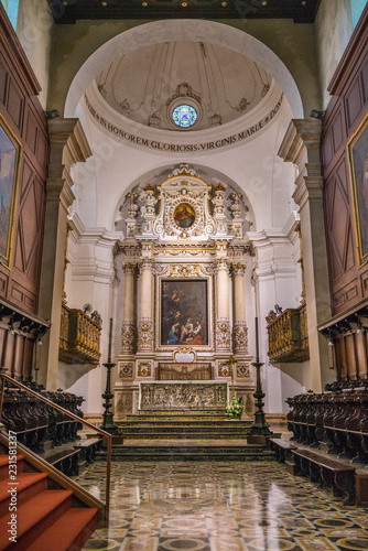 Main altar in the Cathedral of Siracusa. Sicily, southern Italy.