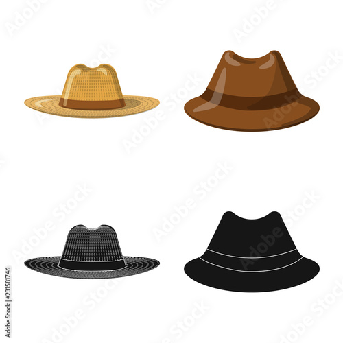 Isolated object of headgear and cap icon. Collection of headgear and accessory vector icon for stock.