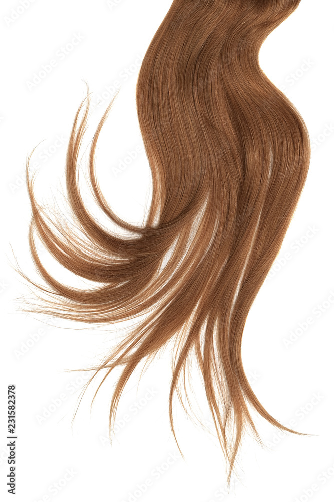 Disheveled brown hair isolated on white background