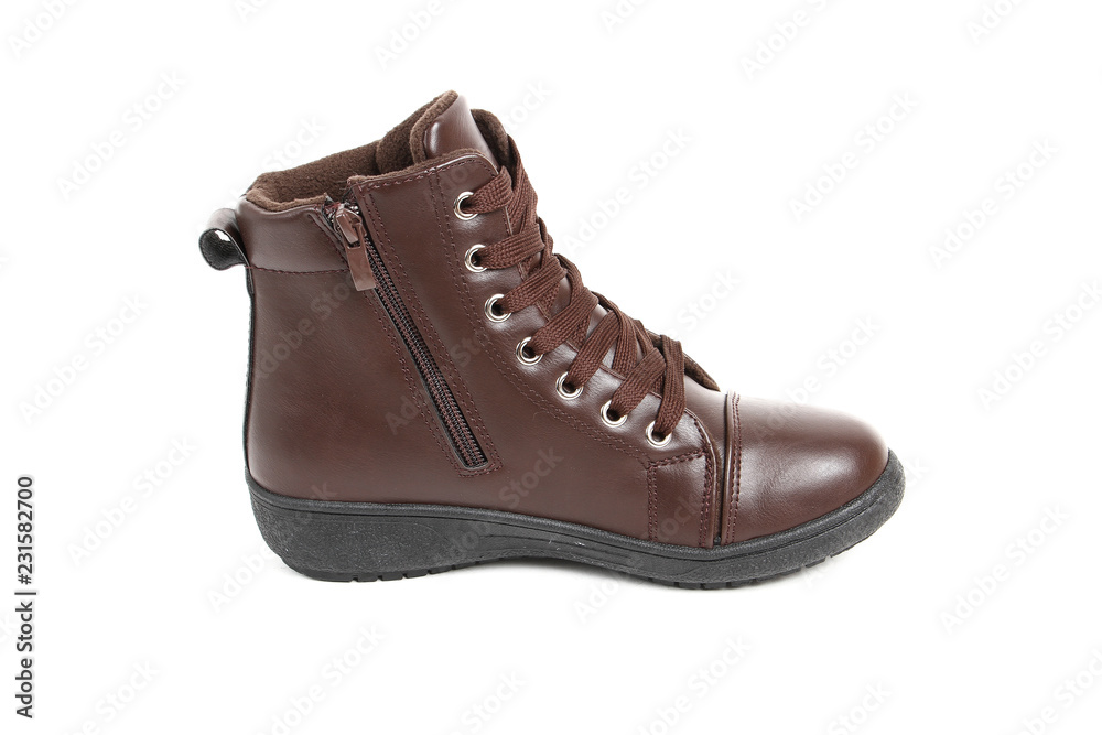 Women's demi-season shoes leather isolated on white background Women's demi-season shoes leather isolated on white background