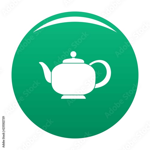 Teapot with handle icon. Simple illustration of teapot with handle vector icon for any design green