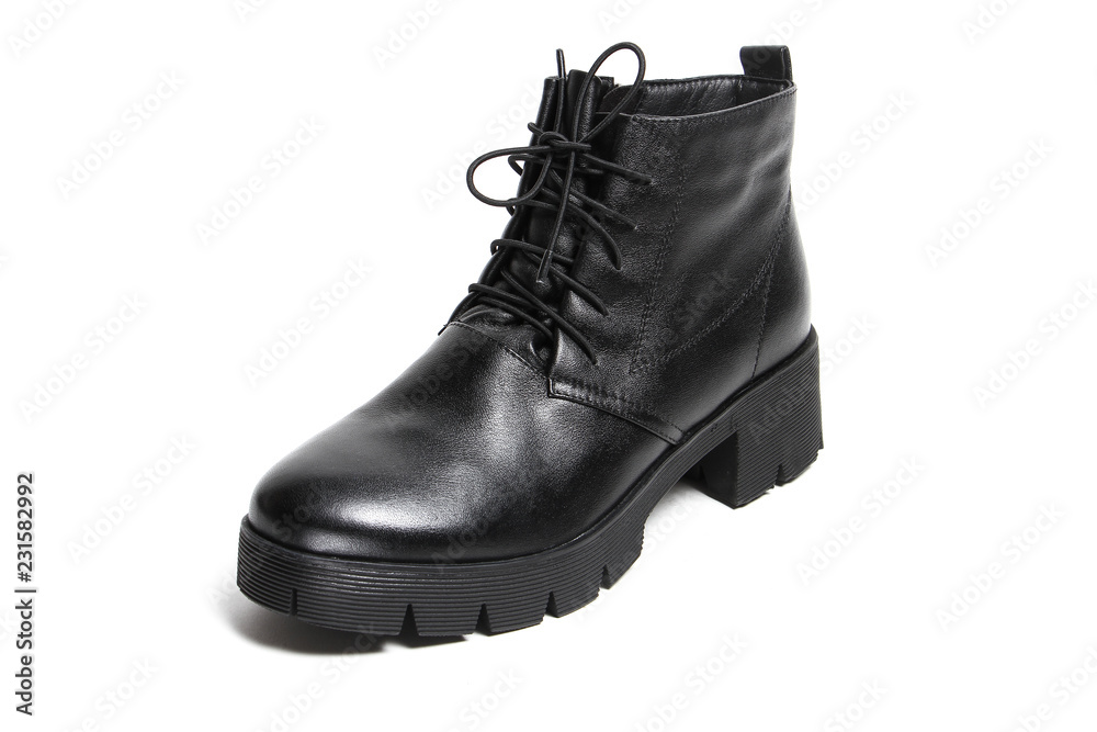 Women's demi-season shoes leather isolated on white background Women's demi-season shoes leather isolated on white background