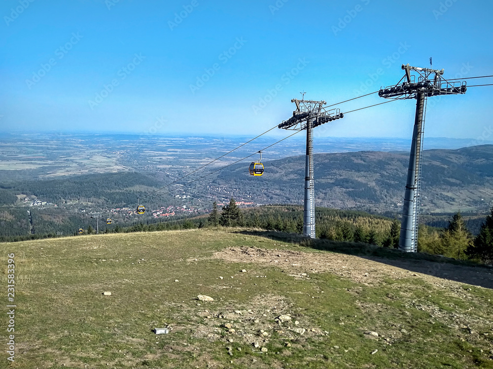 Cable car in Izera mountains for ski and other activities