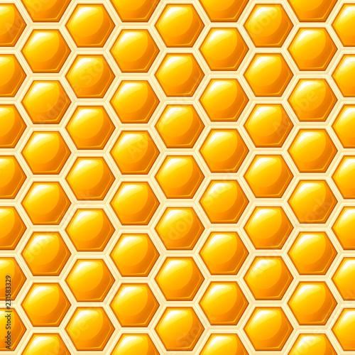 Seamless pattern. Honeycomb flat style. Vector illustration. Medical abstract pattern, honey natural product