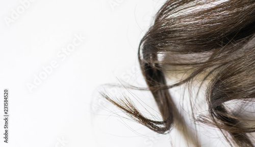 Human curly hair close-up on white