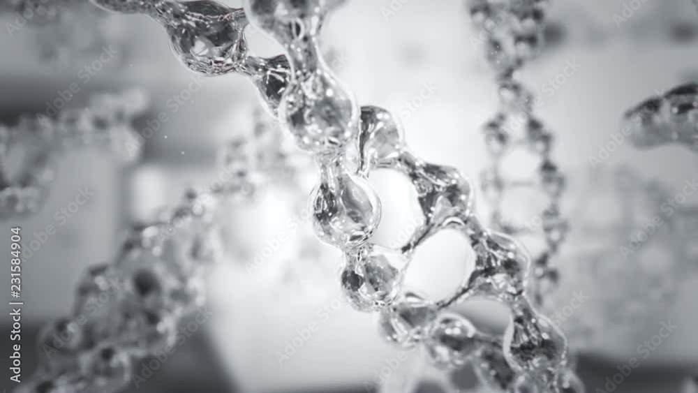 Animation of rotation DNA helix or molecule from glass and crystal and chemical formulas on backdrop. Animation of seamless loop. Animation of rotation DNA helix or molecule from glass and crystal and chemical formulas on backdrop. Animation of seamless loop.