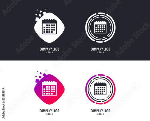 Logotype concept. Calendar icon. Event reminder symbol. Logo design. Colorful buttons with icons. Calendar vector