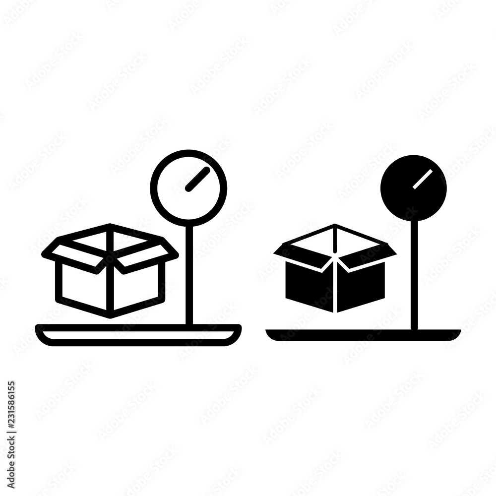 Cargo weight line and glyph icon. Luggage and scale vector illustration