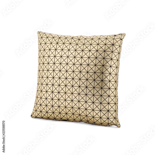 Golden Triangle pattern cushion isolated on white background