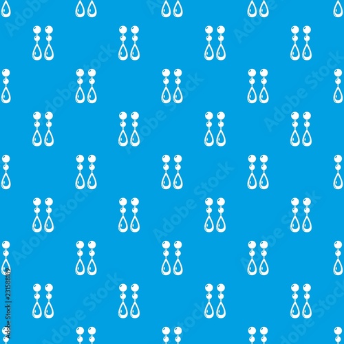 Pearl earrings pattern vector seamless blue repeat for any use
