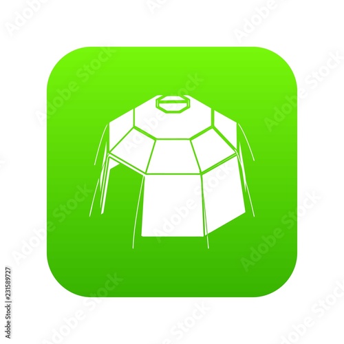 Hexagonal tent icon green vector isolated on white background
