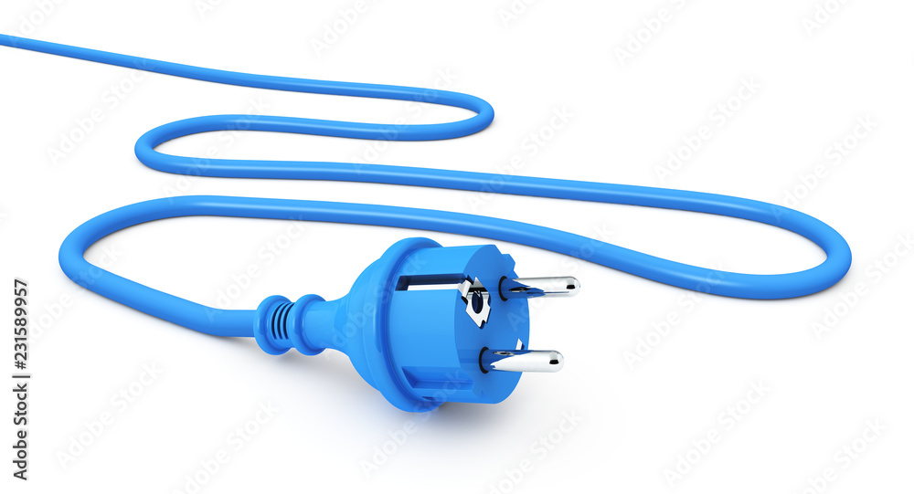 Blauer Stecker mit Kabel - Intelligenter Strom - obrazy, fototapety, plakaty 