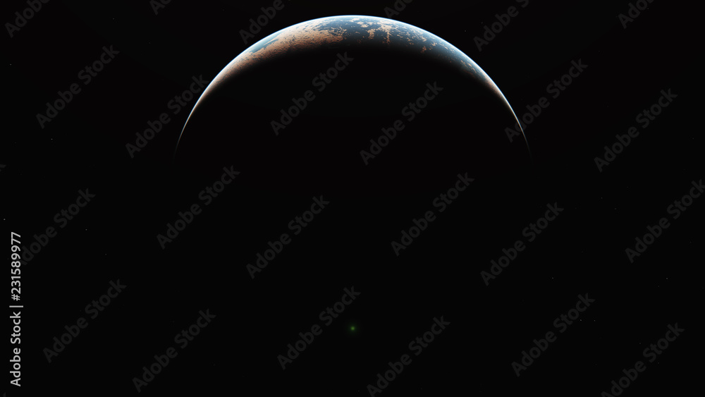 sunrise from planet orbit - obrazy, fototapety, plakaty 