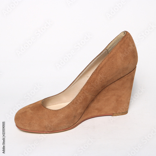 Women's shoes leather isolated on white background