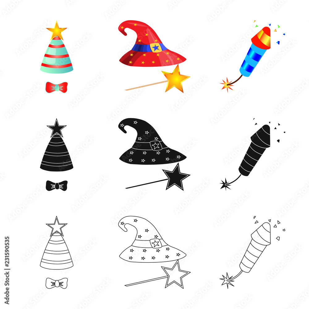 Vector design of party and birthday sign. Collection of party and celebration stock symbol for web. Vector design of party and birthday sign. Collection of party and celebration stock symbol for web.