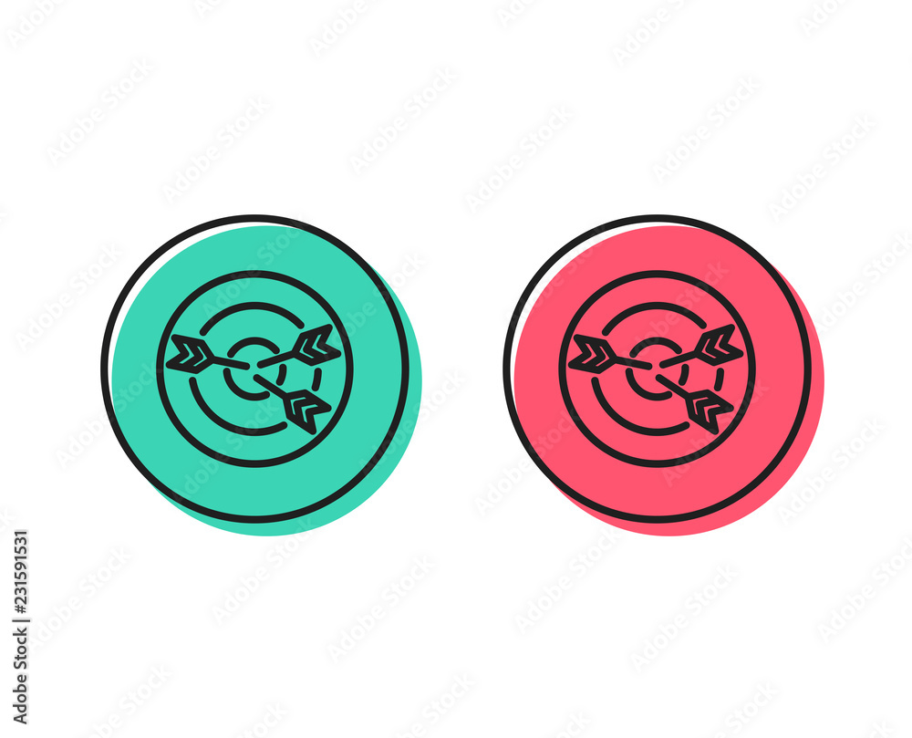 Target line icon. Marketing targeting strategy symbol. Aim with arrows sign. Positive and negative circle buttons concept. Good or bad symbols. Targeting Vector Target line icon. Marketing targeting strategy symbol. Aim with arrows sign. Positive and negative circle buttons concept. Good or bad symbols. Targeting Vector