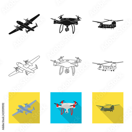 Isolated object of plane and transport sign. Set of plane and sky vector icon for stock. © Svitlana