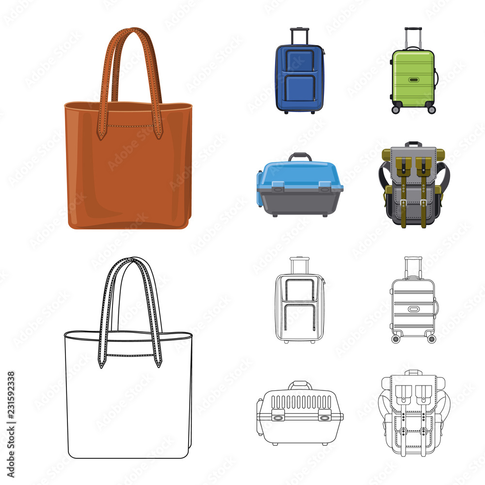 Vector illustration of suitcase and baggage symbol. Set of suitcase and journey vector icon for stock. Vector illustration of suitcase and baggage symbol. Set of suitcase and journey vector icon for stock.