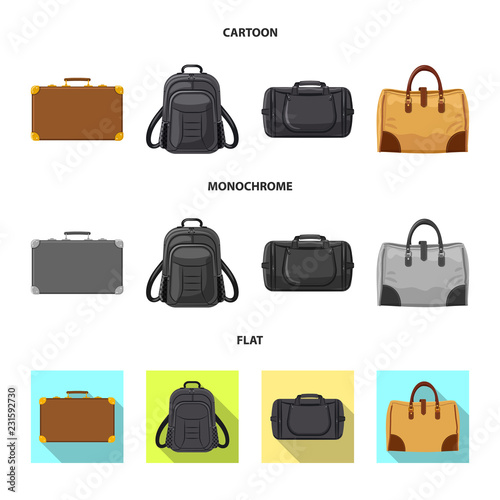 Vector design of suitcase and baggage icon. Collection of suitcase and journey vector icon for stock.