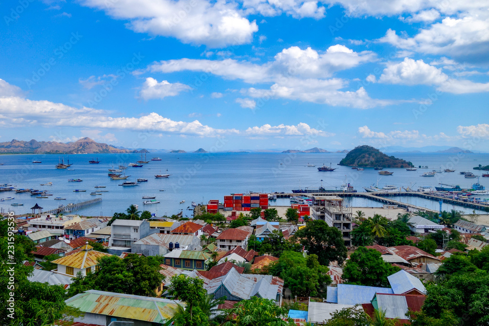 The busy, colorful port of Labuan Bajo on the Indonesian island of Flores in East Nusa Tenggara province