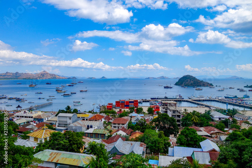 The busy, colorful port of Labuan Bajo on the Indonesian island of Flores in East Nusa Tenggara province photo