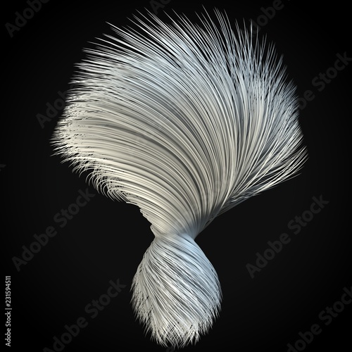 smoothly moving white hair lines. 3d illustration photo