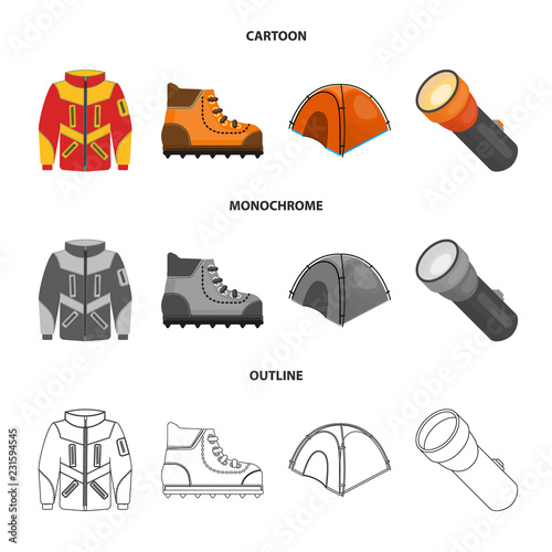 Vector design of mountaineering and peak logo. Collection of mountaineering and camp stock symbol for web.