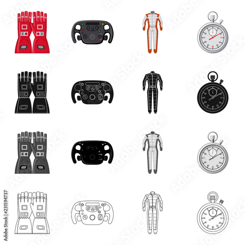 Vector design of car and rally symbol. Set of car and race stock vector illustration.