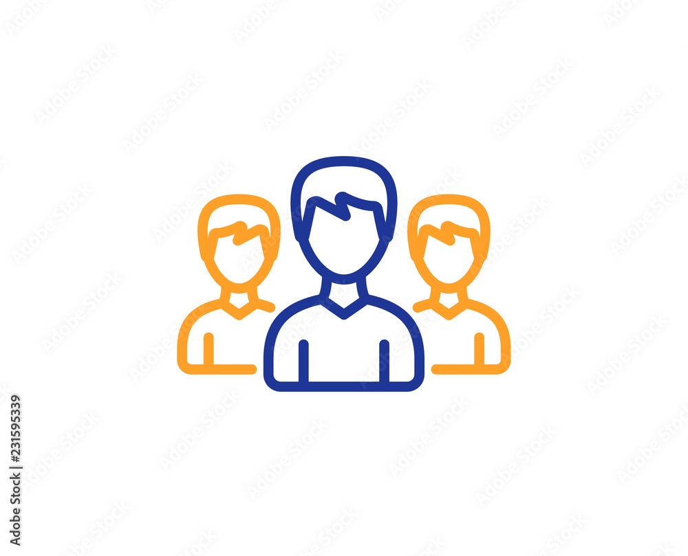 Group line icon. Users or Teamwork sign. Male Person silhouette symbol. Colorful outline concept. Blue and orange thin line color icon. Group Vector Group line icon. Users or Teamwork sign. Male Person silhouette symbol. Colorful outline concept. Blue and orange thin line color icon. Group Vector