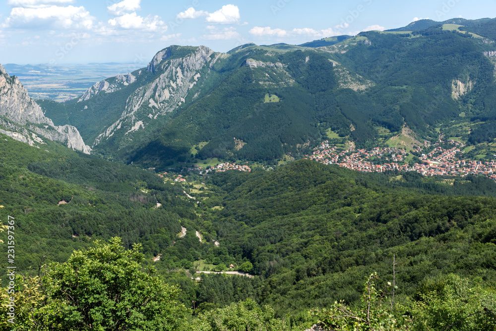 Amazing Landscape of Balkan Mountains with Vratsata pass,  town of Vratsa and Village of Zgorigrad, Bulgaria