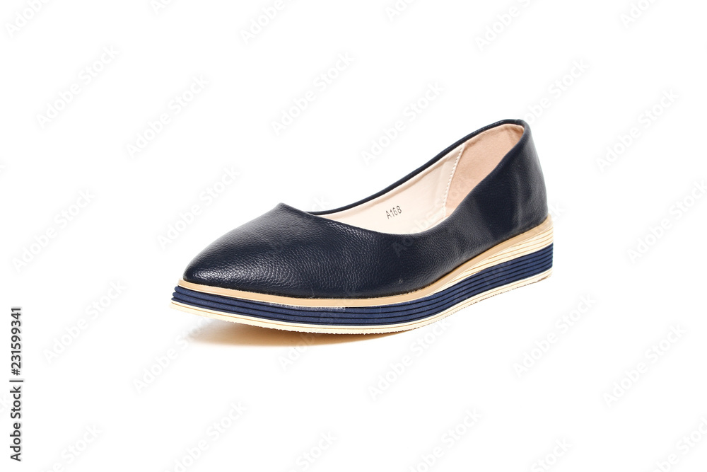 Women's loafer photo black shoes isolated on white background Women's loafer photo black shoes isolated on white background