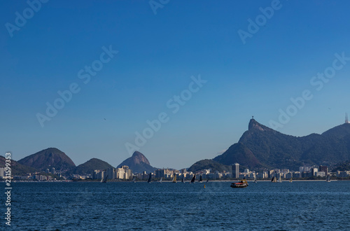 Famous cities in the world. City of Rio de Janeiro, Christ the Redeemer and Corcovado and the city center, Brazil in South America. 