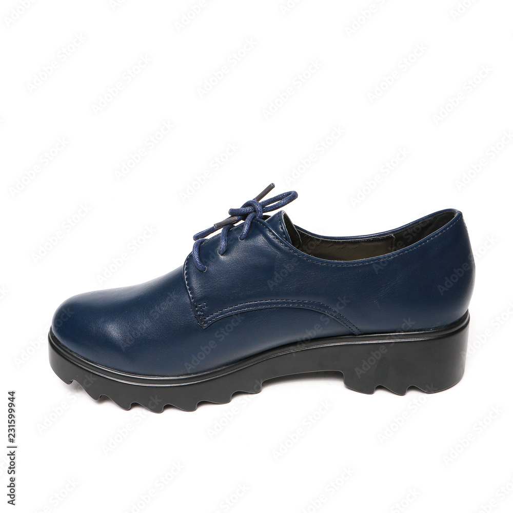 Women's platform blue shoes isolated on white background Women's platform blue shoes isolated on white background