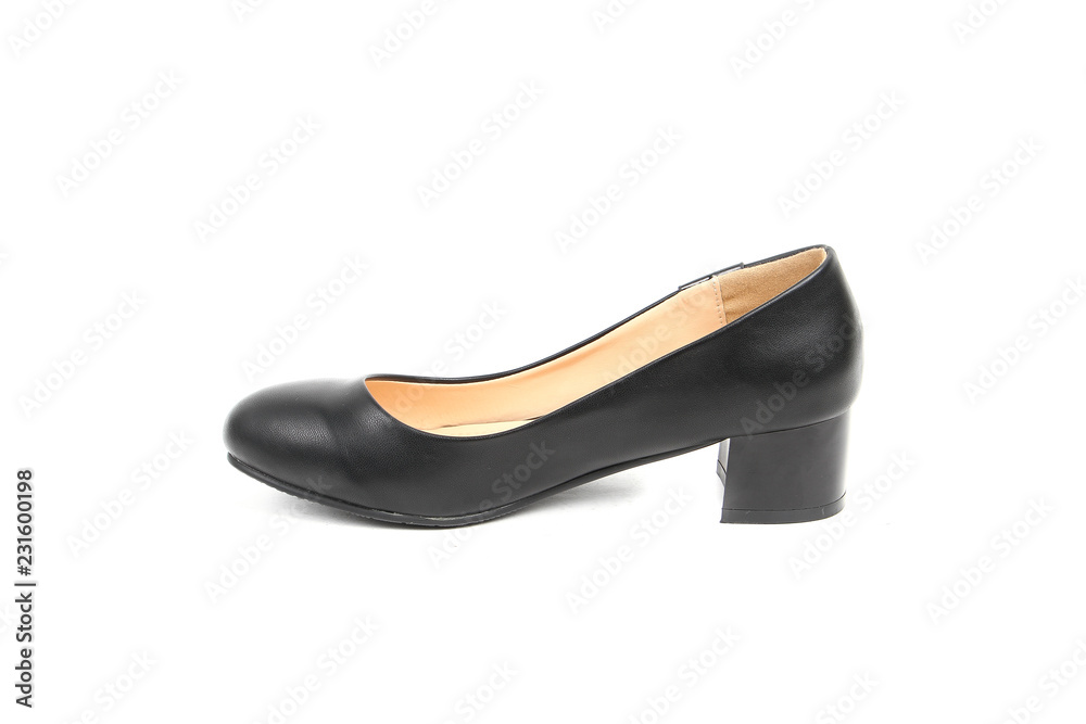 Women's platform black shoes isolated on white background colored Women's platform black shoes isolated on white background colored