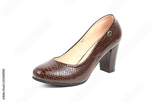 Women's platform brown shoes isolated on white background colored
