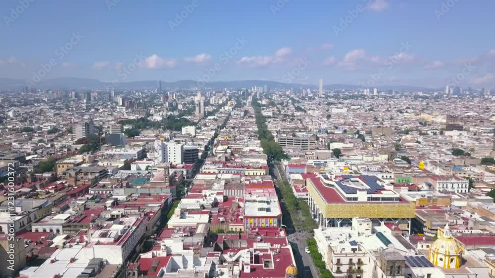 Buildings and City View to Cathedral Unique Reveal in Downtown, Centro, Guadalajara, Mexico Filmed with 4k Aerial Drone Slow Buildings and City View to Cathedral Unique Reveal in Downtown, Centro, Guadalajara, Mexico Filmed with 4k Aerial Drone Slow