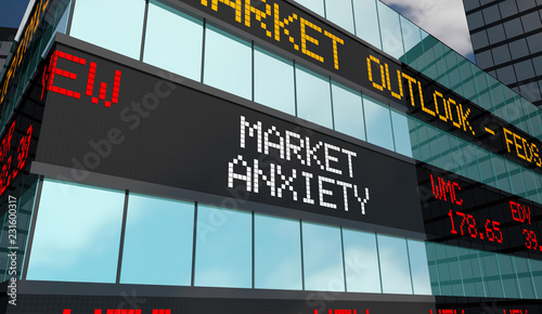 Market Anxiety Stock Ticker Building 3d Illustration