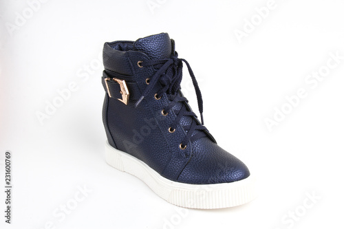 Women's demi-season shoes leather on white background © GreenStock