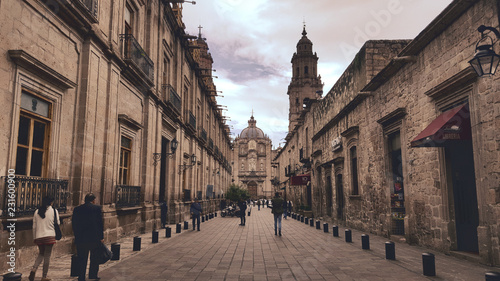 Morelia alley leading to cathedral photo