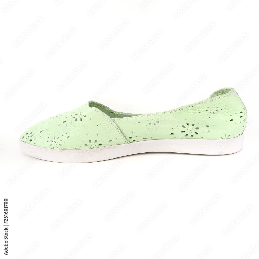 Women's demi-season shoes leather on white background Women's demi-season shoes leather on white background