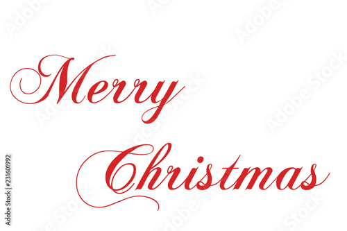 Merry Christmas red hand lettering inscription to winter holiday design