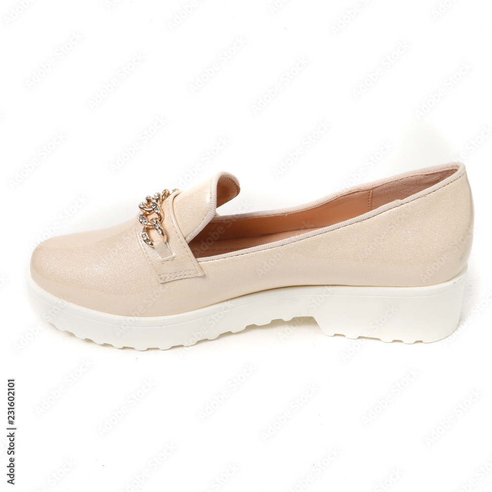 Naklejka premium Women's demi-season shoes leather on white background