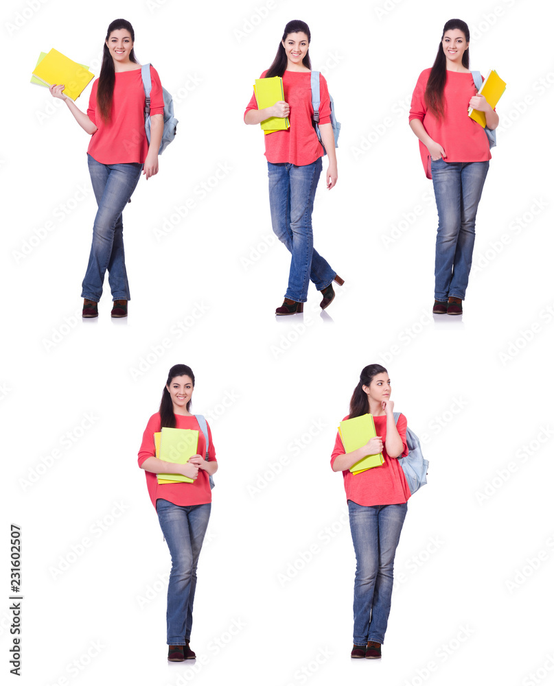 Fototapeta premium Young female student isolated on white