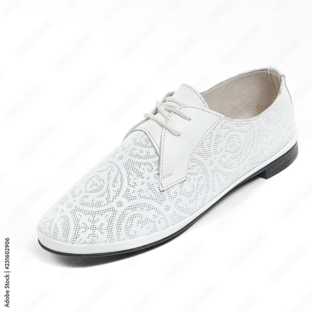 Women's demi-season shoes leather on white background Women's demi-season shoes leather on white background